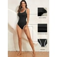 thumbnail image 5 of DOKOTOO Women's One Piece Swimsuit Tummy Control High Cut Bathing Suit Ribbed Round Neck Sporty Swimwear, 5 of 10