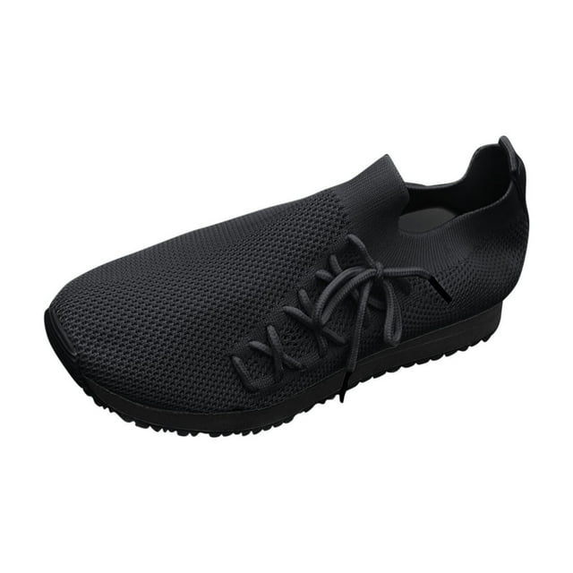LOVZFMLL Chaussures de Sport pour Femmes Tennis Entraînement Gym Chaussures Légères Confortables Chaussures de Course à Enfiler Chaussures de Marche Décontractées Noir 7