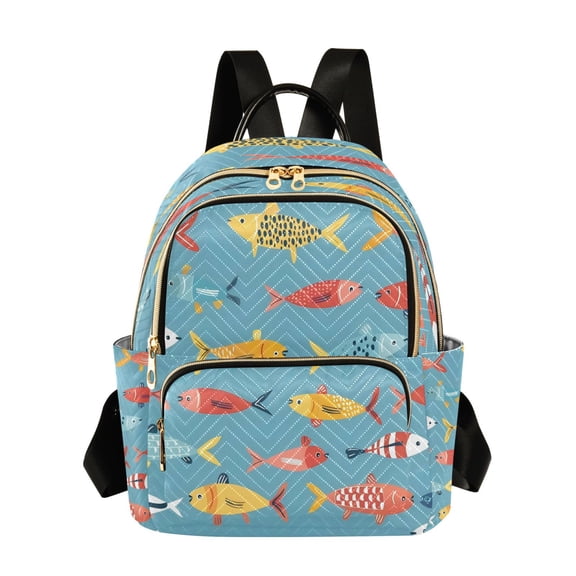 Quilted Backpack Fashion Backpack 10.23*5.11*12.59 Inch Women's Fashion Backpack Picnic Shopping Travel Out Sports backpack Polychromatic Fish
