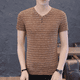 thumbnail image 4 of Camisetas para hombre, camisetas casuales, camisetas para hombre, ropa de calle de moda sencilla, bordadas, cuello redondo, estampado en V, top holgado, 4 of 5
