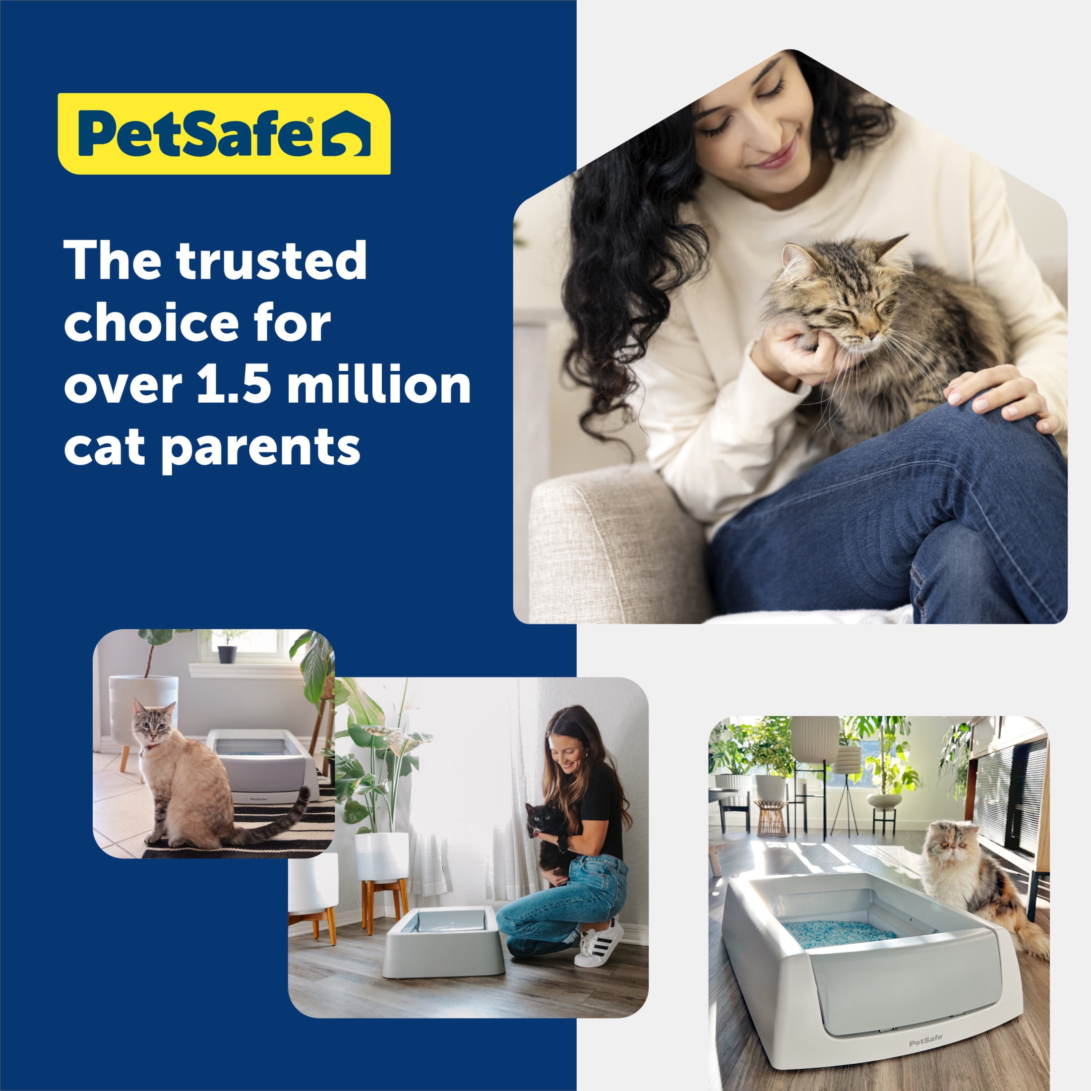(3 pack) PetSafe ScoopFree Crystal Disposable Cat Litter Trays, Fresh Scent, Silica Crystals, 6-Pack, Blue