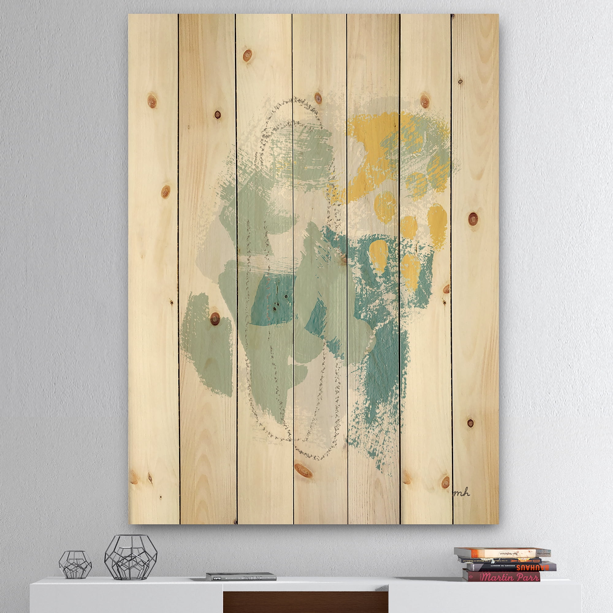 Designart 'Hopeful II' Modern Farmhouse Print on Natural Pine Wood