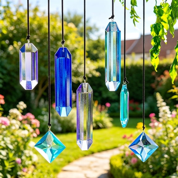 7 Pcs Crystal Prism Suncatchers Rainbow Window Decor for Indoor and Outdoor Use Home Garden Hanging Ornaments