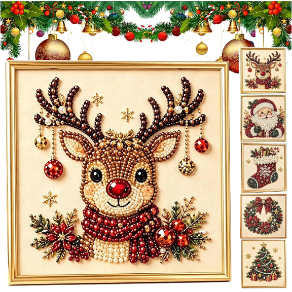 Christmas Pearl Art DIY Kit, Pearl Painting Kits for Adults, Pearls Diamond Art, Cute Design, Home Decor, Wall Art, Adults Craft Kit, 3D DIY Pearl Painting