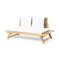 thumbnail image 4 of GDF Studio Bowie Outdoor Acacia Wood 6 Seater Chat Set with Cushions, Teak and White, 4 of 15