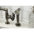 thumbnail image 4 of Kingston Brass KS2334RX Belknap Two-Handle 4-Hole Deck Mount Industrial Style Bridge Kitchen Faucet with Brass Side Sprayer in Black Stainless, 4 of 7