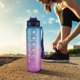 thumbnail image 2 of Botella de agua motivacional de 940 ml con marcador de tiempo y citas inspiradoras | Tapa abatible hermética | Boca ancha para hielo y fruta | Plástico Tritan sin BPA para gimnasio, escuela y, 2 of 8