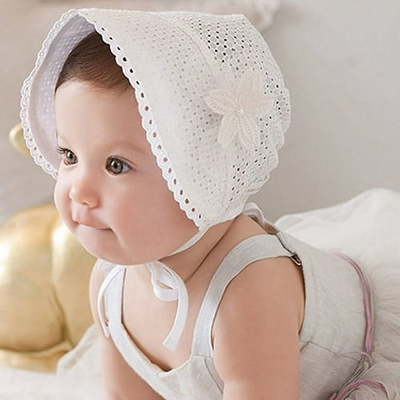 Yirtree Baby Girl Sun Flower Hollow Princess Wide Brim Bucket Hats with UPF 50  Outdoor Adjustable Beach caps 5-24 Month