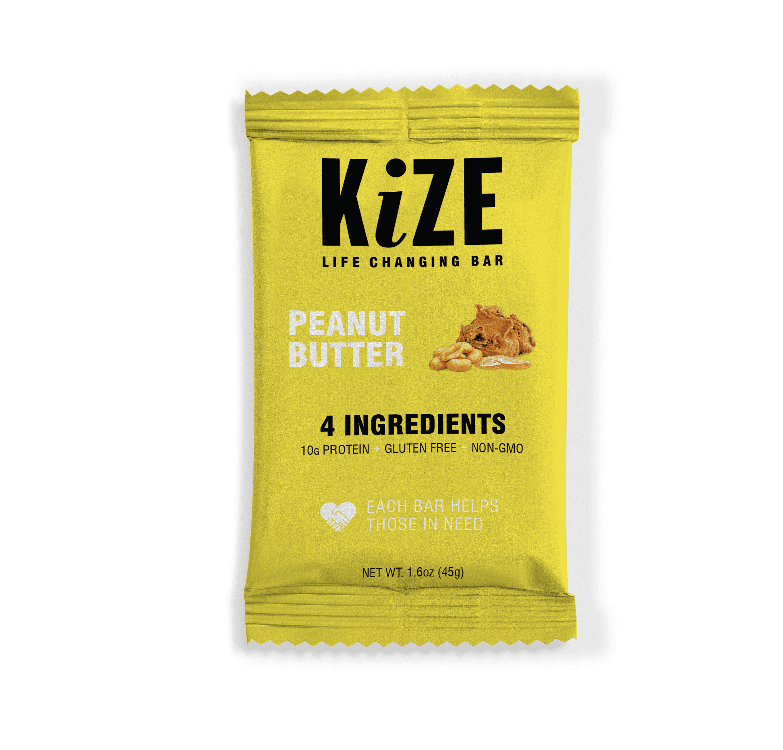KiZE Life Changing Bar, Peanut Butter, Protein Bar, Gluten Free, 1.6oz Bar (10pk)