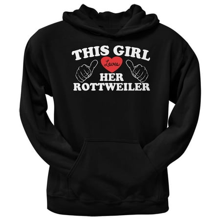 Rottweiler Adult Sweatshirt - This Girl Loves Her Rottweiler Black Adult Pullover Hoodie