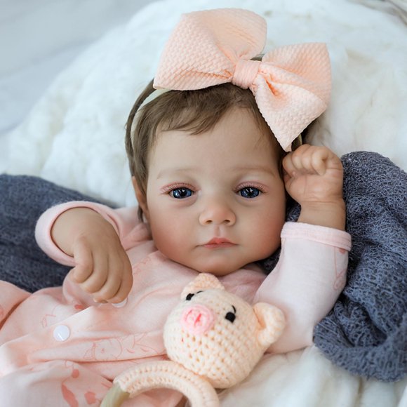 SCOM Realistic Reborn Baby Dolls - 18 Inch Lifelike Newborn Baby Dolls Adorable Girl, Real Life Baby Doll with Accessories, Soft Baby Doll Reborn Gif