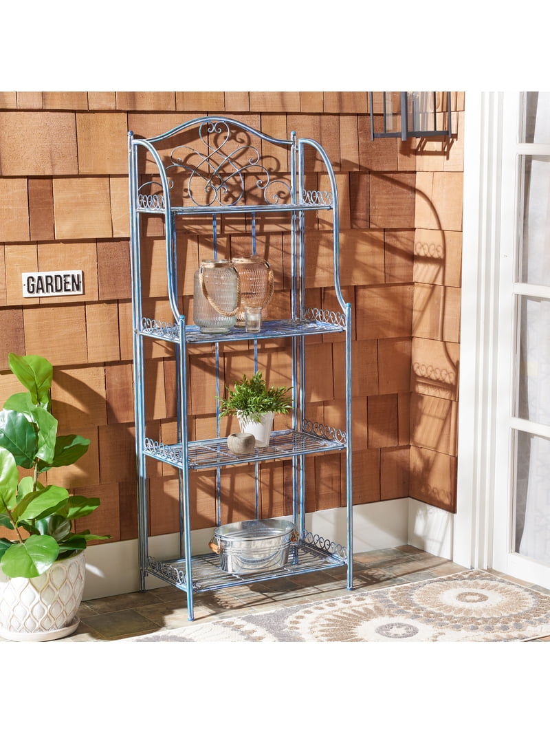 SAFAVIEH Amaris Outdoor Wrought Iron 4 Tier Bakers Rack, Antique