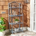 thumbnail image 2 of SAFAVIEH Amaris Outdoor Wrought Iron 4 Tier Bakers Rack, Antique Blue, 2 of 11