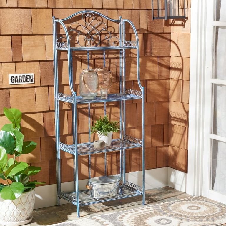 SAFAVIEH Amaris Outdoor Wrought Iron 4 Tier Bakers Rack, Antique