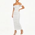 thumbnail image 6 of LEAVINGSUO Summer Dresses For Women Fashion Skirt Sleeveless Off-The-Shoulder Sleeveless High Waist Dresses Solid Color White XL, 6 of 7