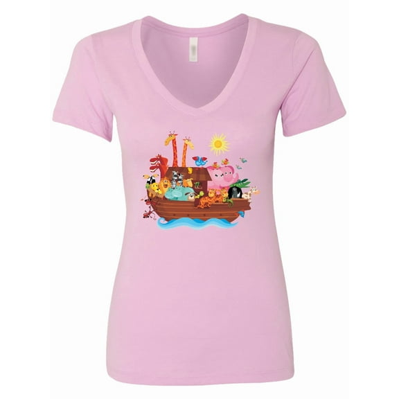 Inktastic Animal Ark Bible Story Christian Women's V-Neck T-Shirt