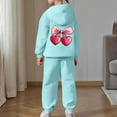 thumbnail image 4 of LRen Kids Sweatsuit Girls Valentines Bowknot Print Crew Neck Long Sleeve Active Hoodie Pullover Top and Long Sweatpants Set Lightweight Fall Kids 2pcs Outfits, 4 of 7