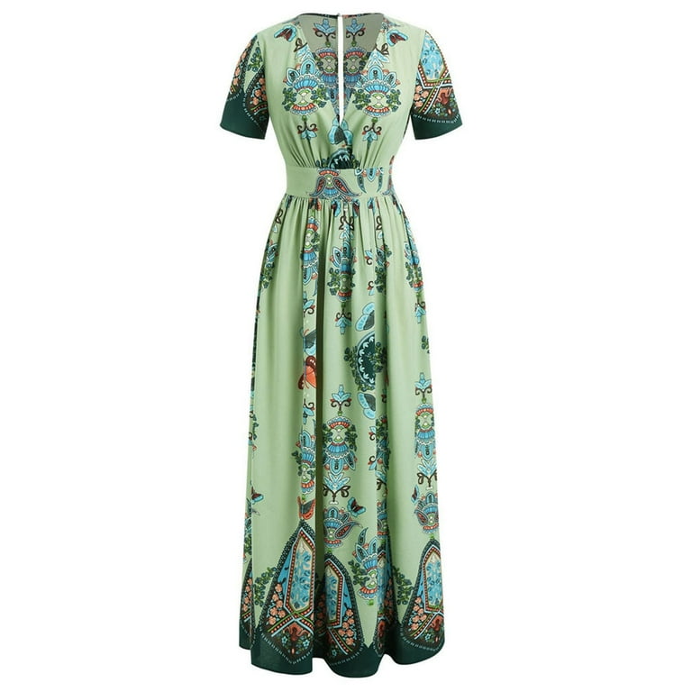 Summer Pleated Butterfly Patterned Maxi Dress Summer Pleated Butterfly Patterned Maxi Dress