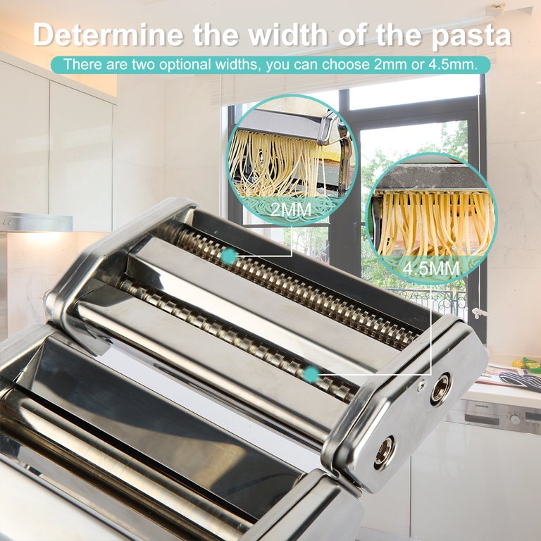 Travelwant Pasta Maker Double Cutter 6 Adjustable Thickness