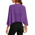thumbnail image 5 of Vinsonshop 3/4 Sleeve Sheer Shrugs for Women Chiffon Bolero Open Front Lightweight Cropped Cardigan Top Dark Purple L, 5 of 6