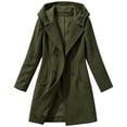 thumbnail image 3 of cocolona Womens Hooded Pea Coat Elegant Solid Color Long Sleeve Winter Warm Jacket Casual Loose Open Front Double Breasted Overcoat, 3 of 7