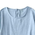 thumbnail image 5 of safuny Savings Women's Dress Dressy Loose Crewneck Long Sleeve Solid Color Linen Loose Baggy Long Dress Comfy Casual Plus Size For Mujer Elegante Blue XL, 5 of 5