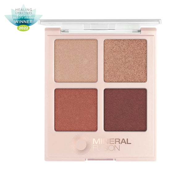 MINERAL FUSION Vegan Eye Shadow Palette, Romantic Getaway | 4 Blendable Shades Matte, Satin, Shimmer