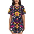 thumbnail image 1 of Fotbe Cinco De Mayo Floral Conjunto de Pijama Estampado para Mujer, 2 Piezas, Ropa de Dormir con Camiseta de Manga Corta y Shorts Suaves-X-Large, 1 of 6