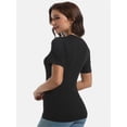 thumbnail image 6 of Women's Crew Neck Ribbed Fitted Shirt Basic Short Sleeves Summer T Shirt Tops, 6 of 7