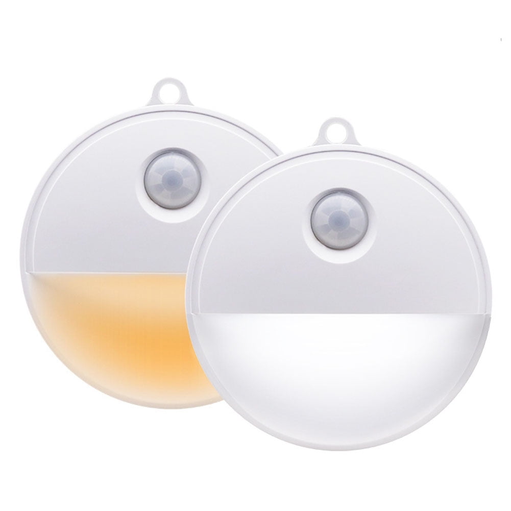 Kepooman 2 Pcs Portable Stick-On Motion Sensor LED Night Light for Hallway Stairs Bedroom, Battery Powered, Daylight