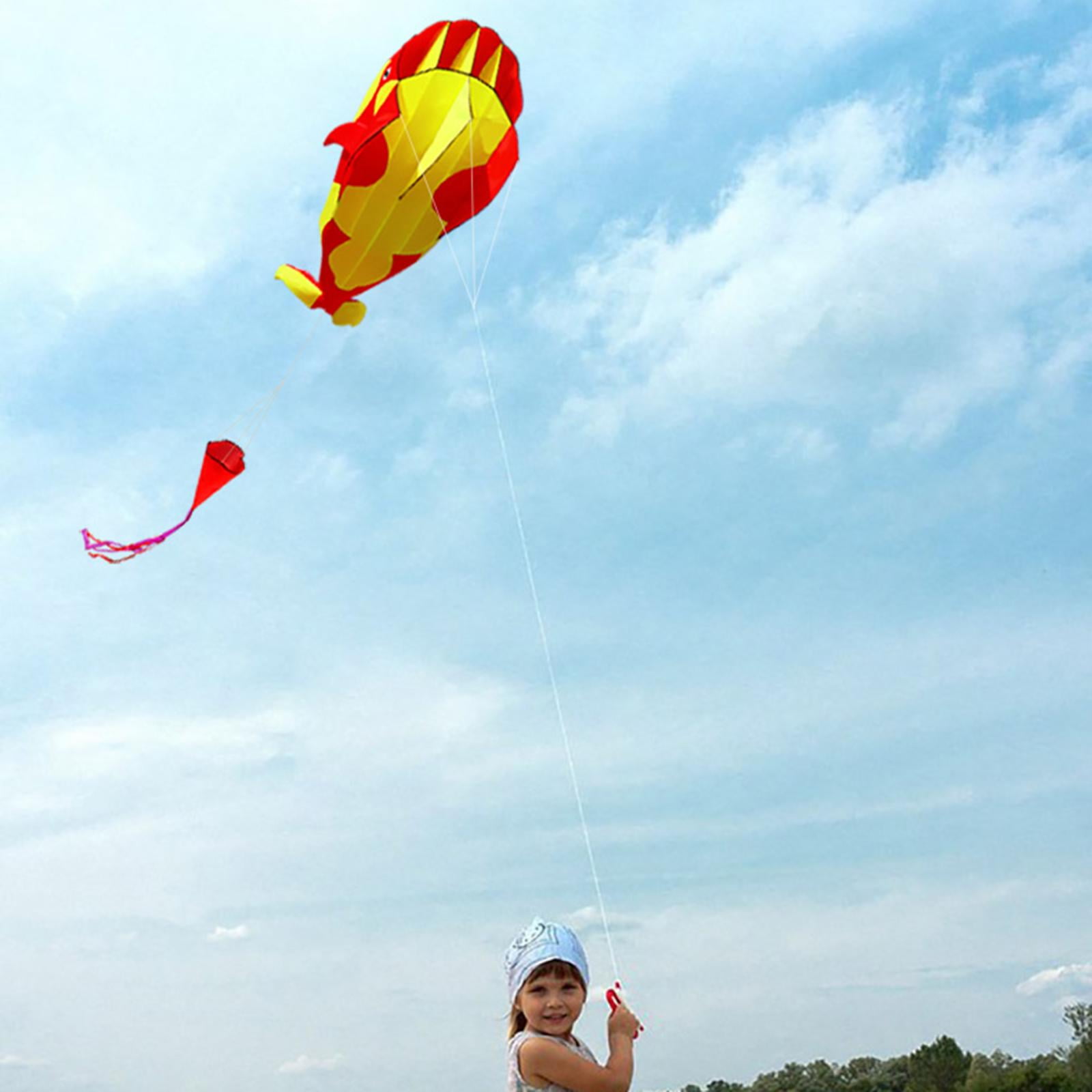 LeeQinersw Frameless Killer Whale Kite Parafoil Flying Kites for Garden Outdoor Flight Toys Red and yellow