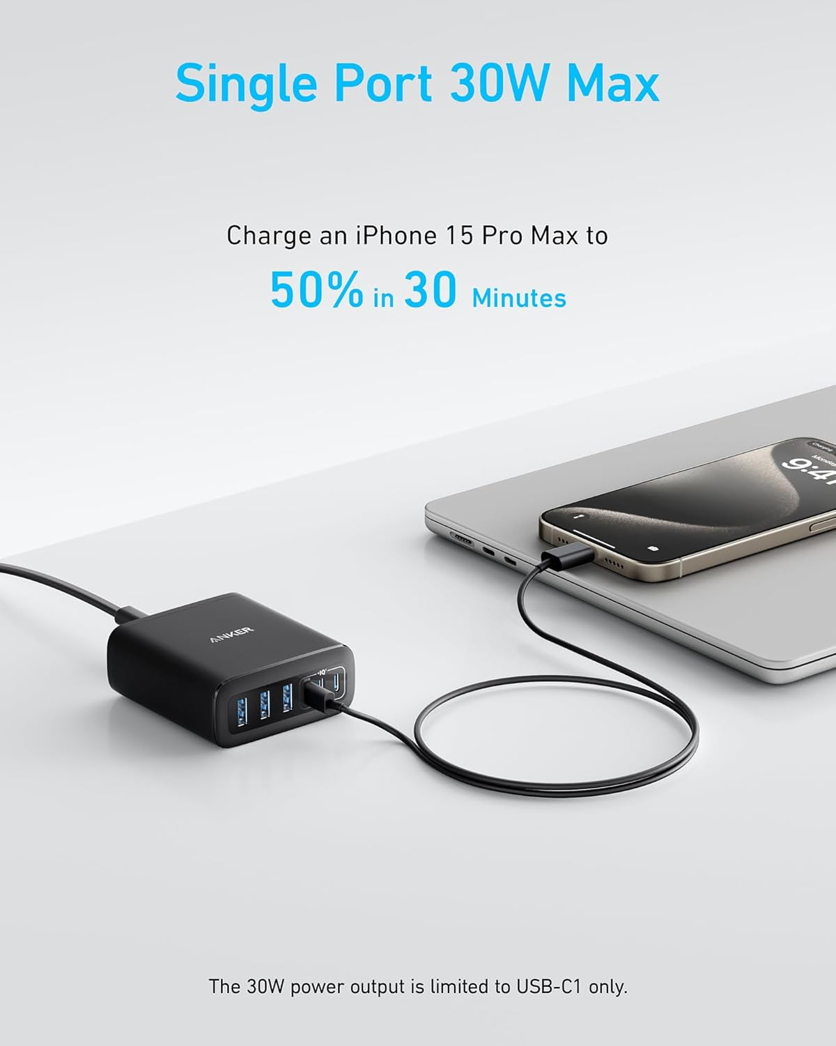 Anker Desktop Charger, Fast Charging USB C Charger, 112W Max 6-Port Charging Station