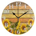 thumbnail image 1 of Sunflower Wall Clock Vintage Round Bee Silent Non Ticking Battery Operated Accurate Colorful Arabic Numerals Design Home (10 Inch), 1 of 5