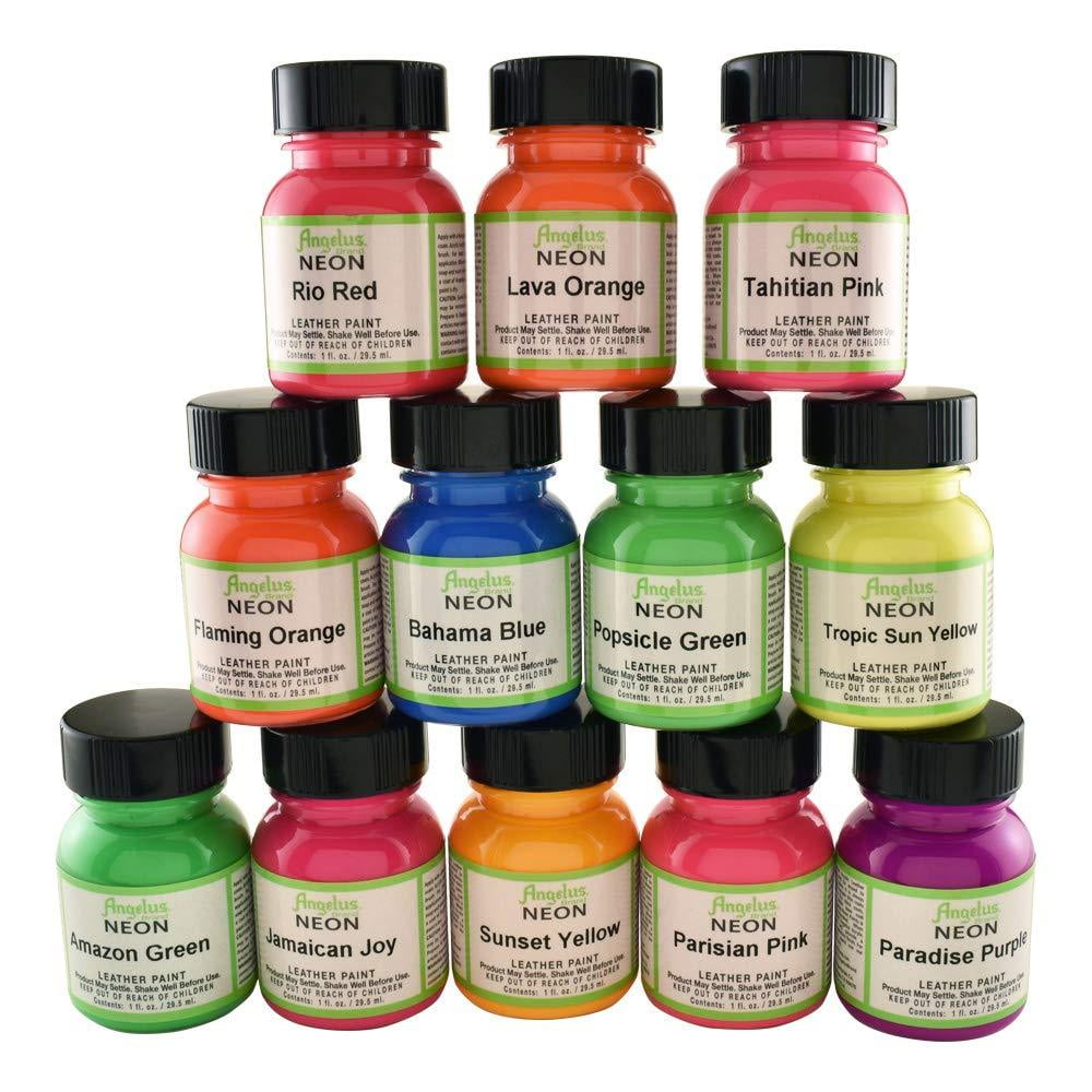Angelus Neon Leather Paint 1oz 12 Color Set