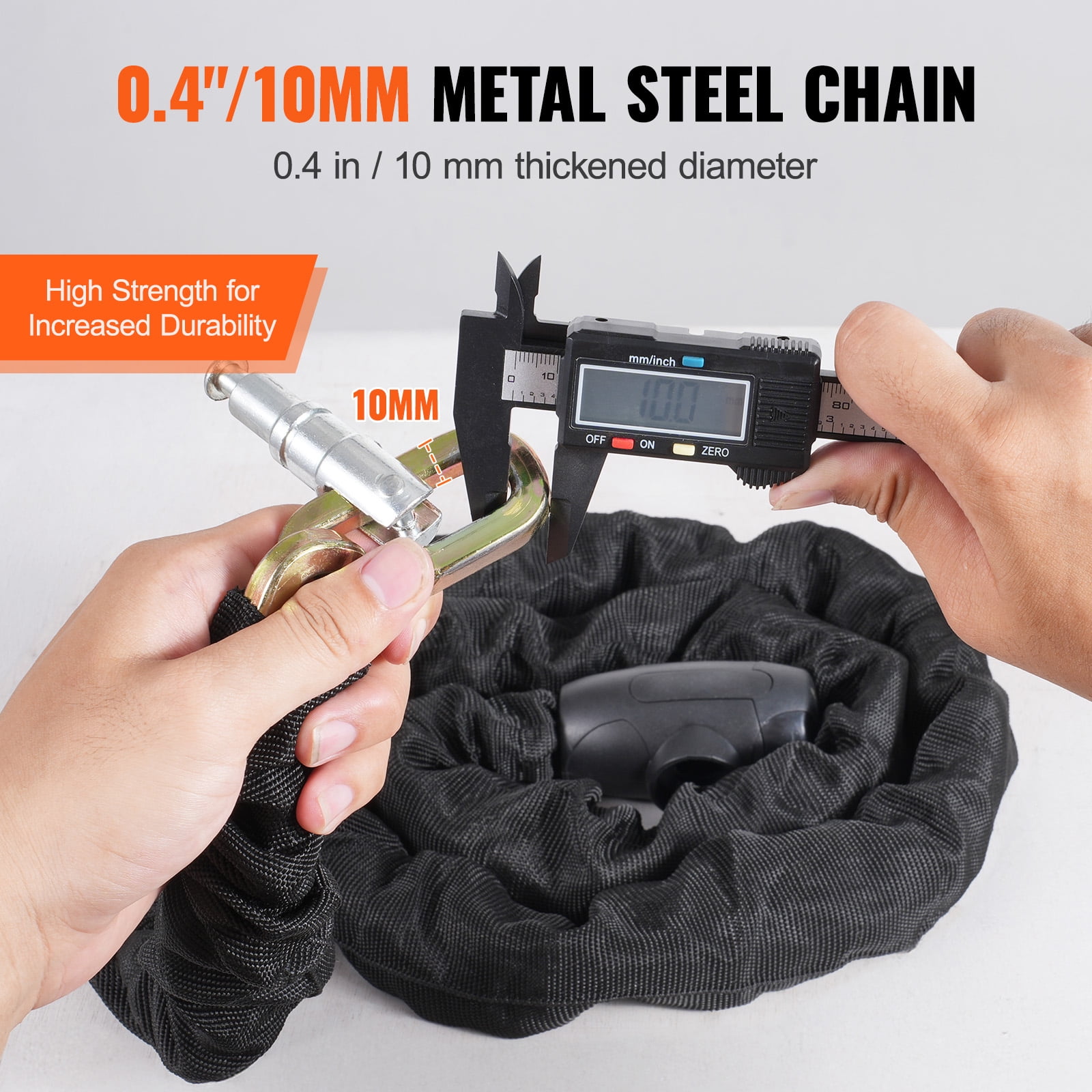 KFFKFF Chain Lock for Bikes, 5.91 Ft with Combination and 4 Keys, Durable Anti-Theft Security for Bicycles, Motorcycles, Scooters, and Gates, 10mm