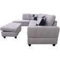 thumbnail image 2 of Ainehome Modern Sectional Sofa L-Shape Sectional Fabric Upholstered Couch with Chaise Ottoman Sectional Sleeper Sofa (Left Hand Facing, Light Grey), 2 of 8