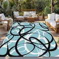 thumbnail image 2 of Aqua Geometric Outdoor Rug for Patio/Deck/Porch, Non-Slip Large Area Rug 5 x 8 Ft, Modern Black White Striped Abstract Lines Indoor Outdoor Rugs Washable Area Rugs, Camping Rug Carpet Runner, 2 of 8