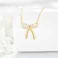 thumbnail image 2 of 925 Sterling Silver Opal Bow Necklace, Gold Plated Chain, Fine Pendant, 2 of 6