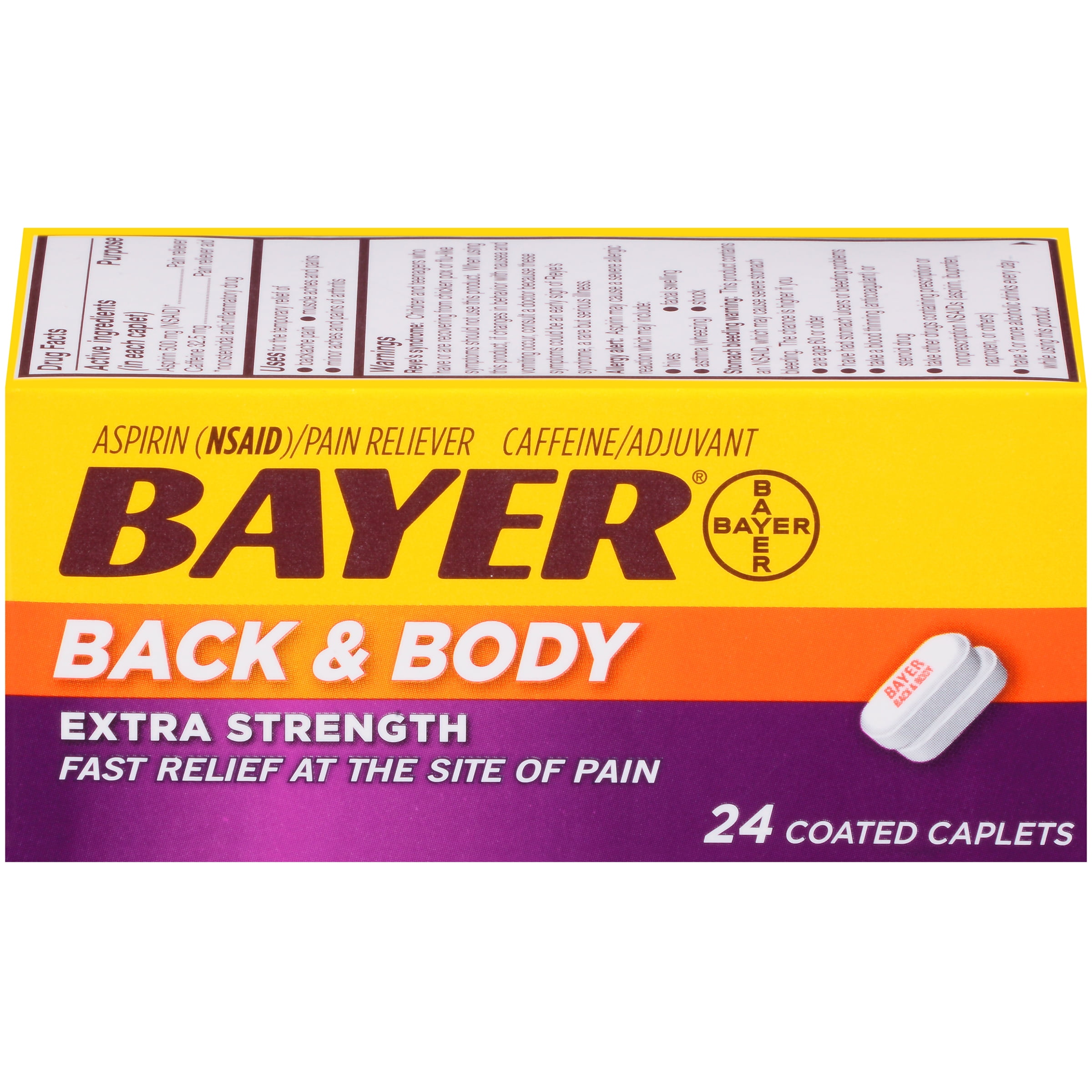 Bayer Back And Body Side Effects Bayer Back & Body Extra Strength Pain Reliever Aspirin w Caffeine