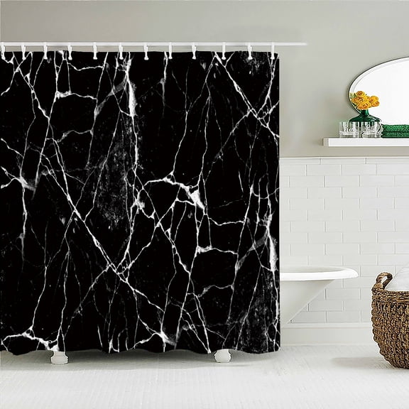 Marbling 3D Printing Shower Curtains Waterproof White Bathroom Curtain Simple St