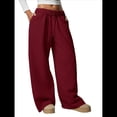 thumbnail image 3 of Pantalones Deportivos de Pierna para Mujer, Holgados, con Cordón, de Cintura Alta y Bolsillos Rojo XL, 3 of 10