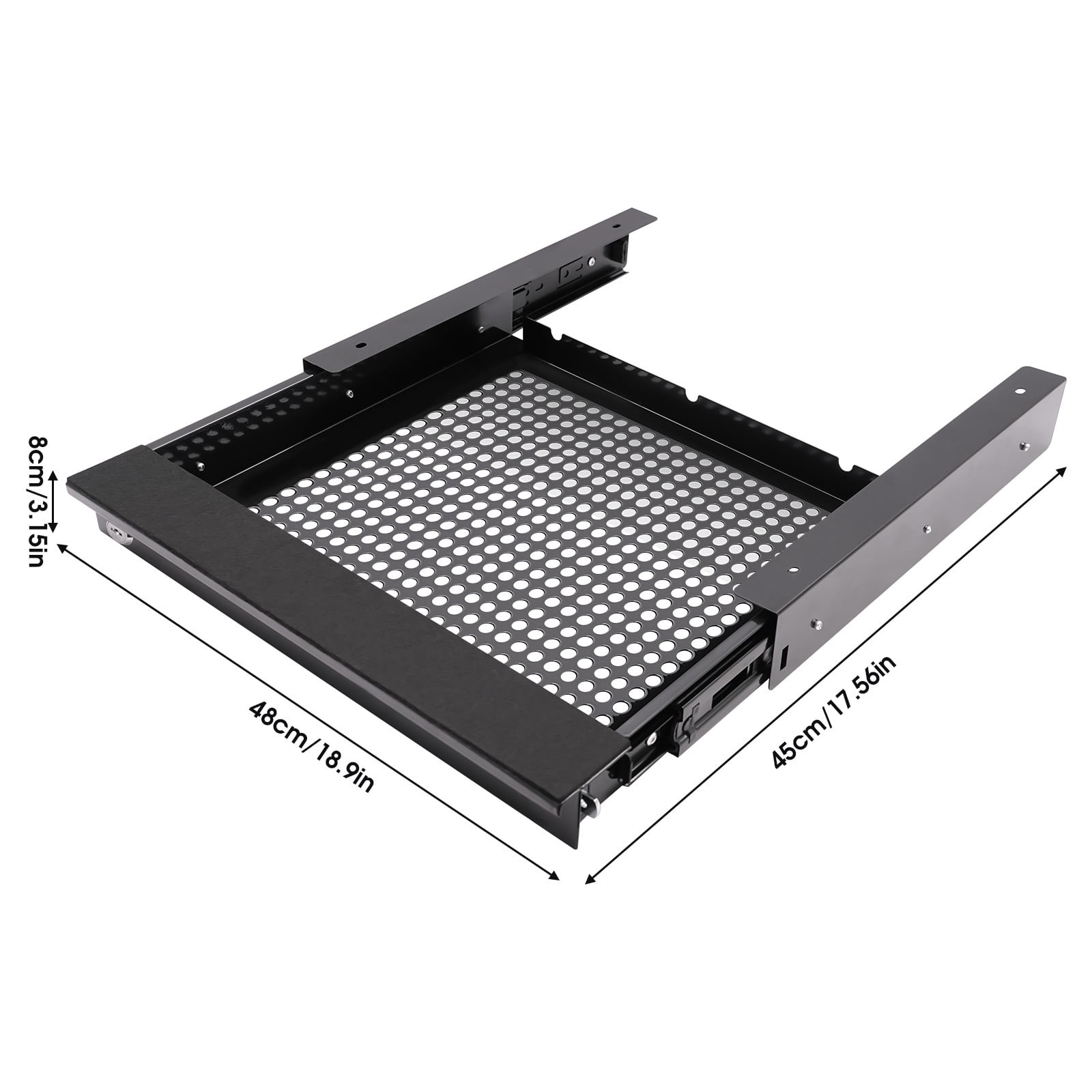 Rectangular Black Under Desk Mounted Sliding Pull-out Drawer Drawer Storage Organizer for Standing Desks