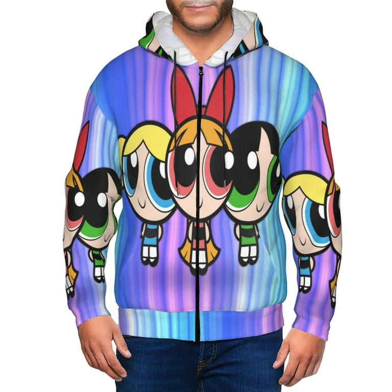 Unisex Powerpuff Girls Zip Up Hoodie With Pocket Graphic Pullover