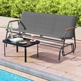 thumbnail image 4 of Costway Patio Glider Bench for 3, Swing Gliding Long Seat with Curved Teak Armrests Gray, 4 of 10