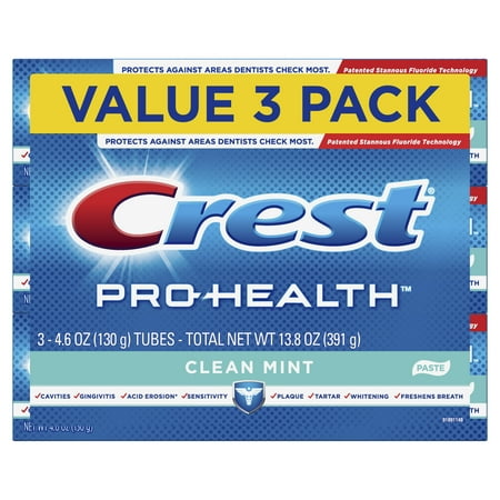 Crest Pro-Health Smooth Formula Toothpaste, Clean Mint Paste, 4.6 oz, Pack of (Best Toothpaste To Prevent Tooth Decay)