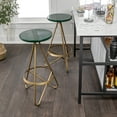 thumbnail image 5 of Spiroa 30" Modern Industrial Metal Backless Circular Bar Stool, Green Seat with Gold Frame, 5 of 9