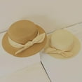 thumbnail image 2 of Aosijia 2 Pack Girls Wide Brim Straw Hat with Bowknot Summer Beach Sun Protection Hat Solid Color, 2 of 8