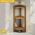 thumbnail image 3 of DWVO 3 Tiers Corner Shelf Corner Stool, Poly Lumber Corner Shower Bench, Bathroom Shelf Organizer,Floor Standing Bookshelf, Hips Water-Resistant Corner Shelf Stand for Bathroom,Living Room (Brown), 3 of 7