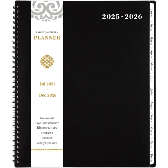 Monthly Planner 2025-2026 - Jul 2025 - Dec 2026 Planner/Cale