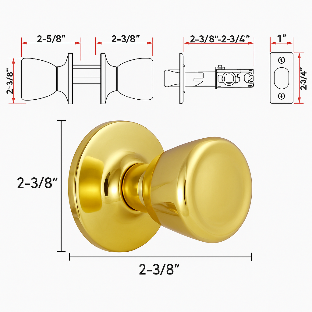 Design House Tulip Passage Door Knob Polished Brass photo 8
